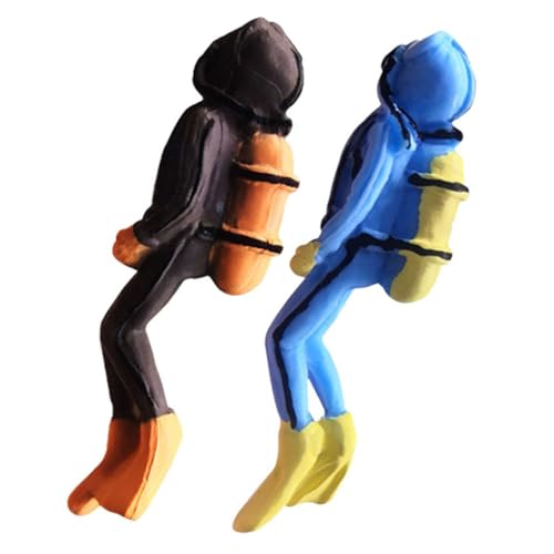 UPKOCH 2 Stück Teiliges Taucher Figuren aus Stabilem Harz Realistische Mini Schwimmer Modelle in Blau und Braun Dekoratives Meeresspielzeug für Aquarium Sandtisch und Geschenkideen von UPKOCH