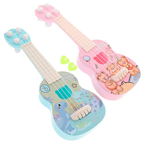 UPKOCH 2 Stück Ukulele Mini Gitarre Musikinstrument für Kleinkinder für Jungen und Mädchen Dinosaurier Bär Model für Frühe Musikausbildung von UPKOCH