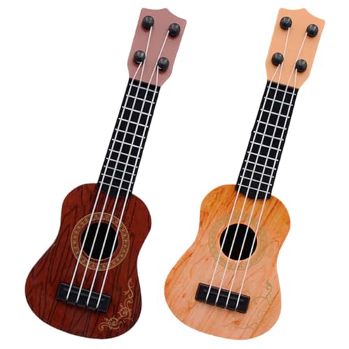 UPKOCH 2 Stück Ukulele Mini Saitige Gitarre für Kleinkinder Musikinstrument Kreativität und des Interesses für Geburtstagsgeschenke und Familienfeiern Gelb Braun von UPKOCH
