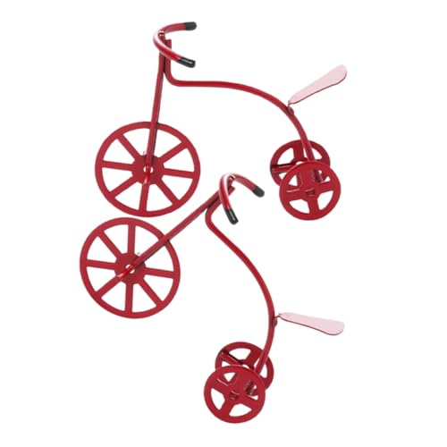 UPKOCH 2 Stück Zubehör für Puppenhäuser Miniatur-Puppenhauszubehör Ornamente Projekt Girlande Auto Mini-, kleines Fahrrad kleines Fahrradmodell simuliertes Fahrradmodell Legierung rot von UPKOCH