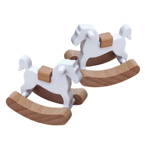 UPKOCH 2 Stück kleines Holzpferd favorisieren Figur Pferde schwindlig Zaum holzspielzeug mini puppenhaus Rustikales Schaukelpferd Puppenhaus-Pferdestuhl Mini-Hausschmuck Holz. S von UPKOCH