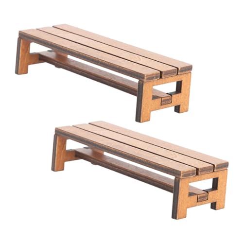 UPKOCH 2 Stücke Miniatur Bank Holz Retro Bank Puppe Möbel Modell Mini Bank Modell UPKOCH 2 Stücke Miniatur Bank Holz Retro Bank Puppe Möbel Modell Mini Bank Modell von UPKOCH