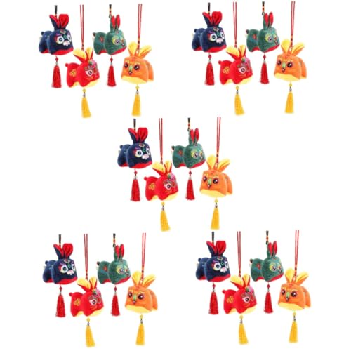 UPKOCH 20 STK Neujahr Dekor Chinesisches Dekor Mini-Spielzeug Stofftiere Kaninchen-Maskottchen-Spielzeug Mini-plüschtiere Ausgestopft Chinesisches Tierkreiszeichen Kind Kurzhaarige Puppe von UPKOCH