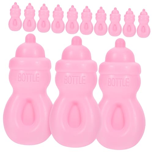 UPKOCH 20 Stück Babyflaschen Babypuppen Puppenhauszubehör Babys Puppen Kleine Futterflaschen Miniatur Saftflaschen Kindergeschenk Babypuppenzubehör Kognitiv Rosa Kunststoff von UPKOCH