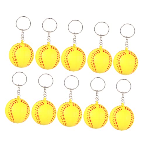 UPKOCH 20 Stück Gelbe Baseball Schlüsselanhänger PU Schaumstoff Schlüsselringe Sport Themen Anhänger für Dekorative Taschenanhänger für Schulpreise und Partys von UPKOCH