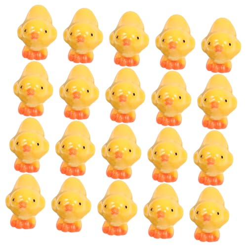 UPKOCH 20 Stück Kleines Gelbes Hühnerornament Hühnerfiguren Statue Hühnerdekoration Mini Hühner Mini Hühnerspielzeug Hühnerfiguren Osterbasteldekor Hühneranhänger Kunstharz von UPKOCH