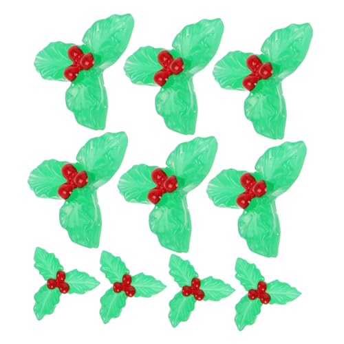 UPKOCH 20 Stück Mikro Landschafts Weihnachtsblätter Stechpalmenbeeren Zum Basteln Künstliche Stechpalmen Weihnachtsverzierungen Stechpalmenblätter Miniaturen Zum Basteln Beeren Mini von UPKOCH