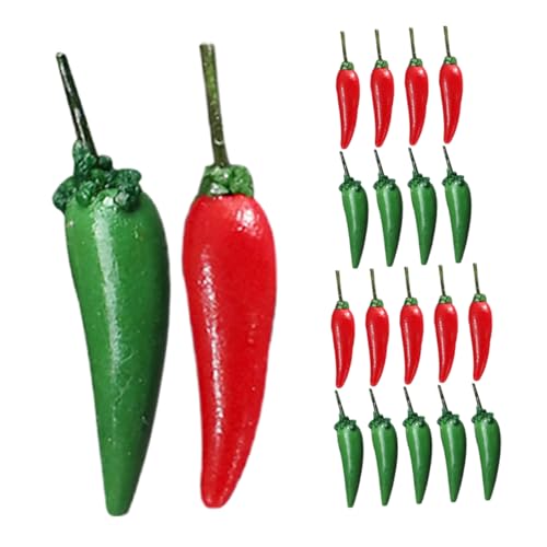 UPKOCH 20 Stück Mini-Chili-Modell Deko Chilischoten Künstliche Chili Paprika Puppenhaus Zubehör Chili Mini Chilischoten Chili Modell Mini Paprika Simulationsdekorationen Harz von UPKOCH