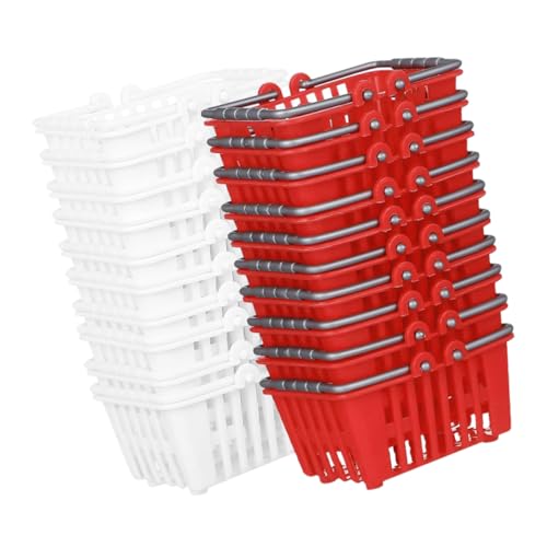 UPKOCH 20 Stück Mini Einkaufskorb Mit Griff Kleine Körbe Faltbar Handkorb Desktop Einkaufskorb Einkaufskorb Requisitenkorb Mini Puppenhaus Einkaufskorb Kunststoff von UPKOCH