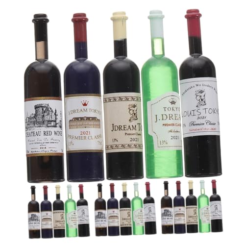 UPKOCH 20 Stück Puppenhaus Wein Schnapsflaschen Miniatur Mini Weinflaschen Schnapsspielzeug Mini Weinflasche Puppenhaus Alkoholflaschen Mini Alkoholflaschen Marken von UPKOCH