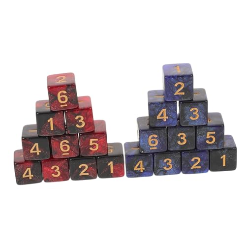 UPKOCH 20 Stück Standard Würfel Glitzernde Zweifarbige Galaxy Acrylwürfel Robuste Nummerierte Würfel für Brettspiele Rollenspiele Party Lernspiele von UPKOCH
