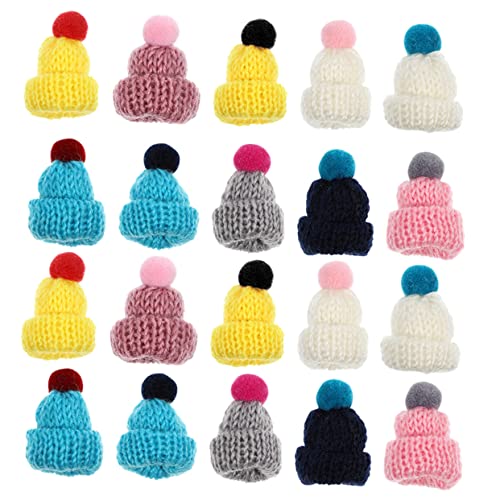 UPKOCH 20 Stück Teiliges Niedliche Mini Strickmützen Filigrane Miniatur Kopfbedeckungen für DIY Basteln Bunte Puppenhüte als Dekoratives Handwerkszubehör für Puppenhaus Zufällige Farbe von UPKOCH