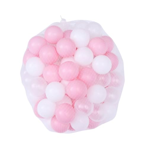 UPKOCH 200Stücke Kunststoffbälle Für Crush Für Kleinkinder Weiß Rosa Transparent Mischfarben Im Netzbeutel Strand Pool Und Spielplatz von UPKOCH