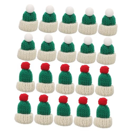 UPKOCH 20St Wollmütze Kleiner Hut Weihnachten DIY Handwerk Ornamente Mini-Weihnachtsstrickmützen Puppenbastelhüte Bastelhutverzierungen selber Machen Minihüte zum Basteln Mini-Hut Garn von UPKOCH