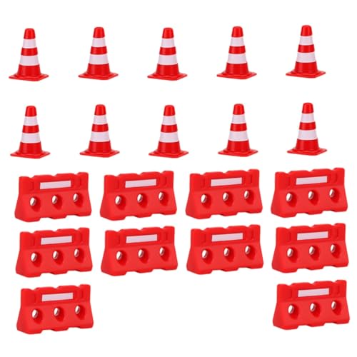 UPKOCH 20Stücke Teiliges Mini Verkehrszeichen und Absperrungen für Kognitive Lernhilfe mit Realistischen Verkehrskegel und Barrieren für Kreative Rollenspiele von UPKOCH