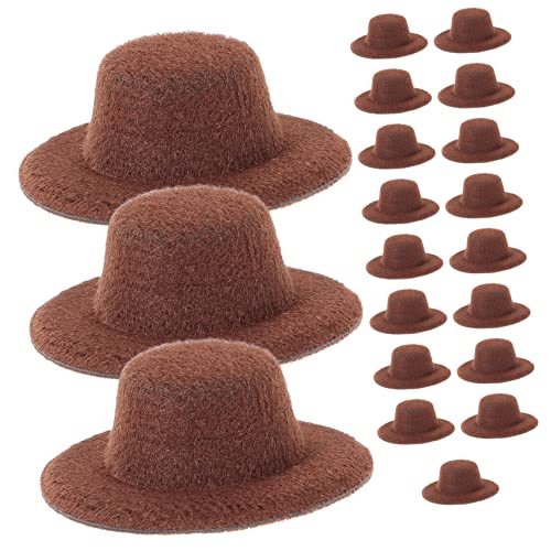 UPKOCH 20st Mini-Hut Kappen Hüte Mini-Puppen Mini-Jazz-hüte Zum Basteln Kleine Jazz-hütchen Zum Basteln Puppenhauszubehör Jazz-Hut-Modell Kleine Jazzhütchen Stoff Brown von UPKOCH