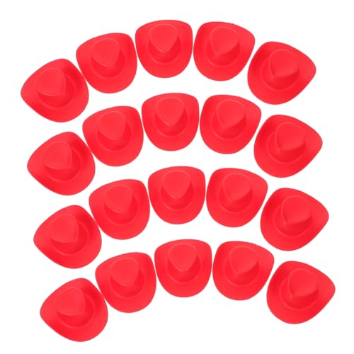 UPKOCH 20st Mini-Hut Mini-hüte Cowgirl-Hut Holziger Hut Kleine Hüte Basteln Hut Für Puppen Hasenmütze Weißer Cowgirlhut Miniaturhüte Für Partys Kleine Hüte Für Kuchendekor Rot Plastik von UPKOCH