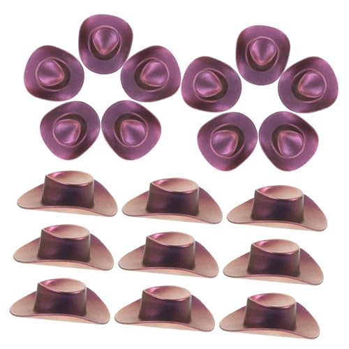 UPKOCH 20st Mini-cowboyhut Cowboyhüte Puppen-Cowboy-kostüm Kleiner Hut Mütze Im College-Stil Frosch Hut Strass-Hut Mini-strohhüte Zum Basteln Verrückter Hut Lustiger Hut Violett Plastik von UPKOCH