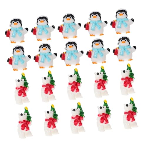 UPKOCH 20st Weihnachtsmikro-szenen-verzierung Minifigur Miniatur-weihnachtspinguine Puppenhaus-feiertagsdekorationen Mini-weihnachtsbaumschmuck Weihnachtsfiguren Miniaturen Harz von UPKOCH