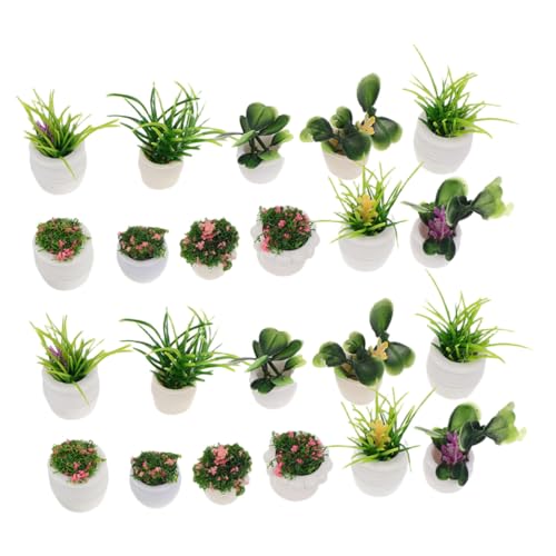 UPKOCH 22 Stück Teiliges Miniatur-Dollhouse-Pflanzen- Farbbeständige Mini-Bonsai Pflegefreie Miniatur-Pflanzen für Puppenhausdekoration Kompakte Gartenornamente für Kleine Räume und von UPKOCH