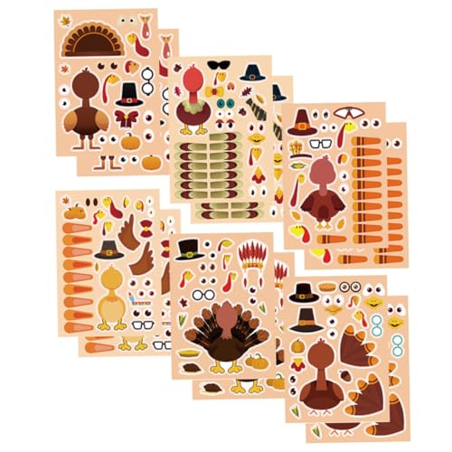 UPKOCH 24 Blätter Thanksgiving-Aufkleber laubsägen für knobeleien für Living Room Decoration Thanksgiving Dekoration Truthahn-Aufkleber Selbstklebender wandaufkleber Papier von UPKOCH