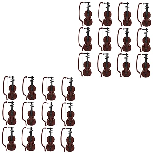 UPKOCH 24 Sätze Mini-Geige Mini-Hausgeige Miniatur-Puppenhaus-Modell-Ornament Musikinstrumente Musical Instruments Modelle Spielzeug Dekorationszubehör Violine Handwerk Weihnachten Sache von UPKOCH
