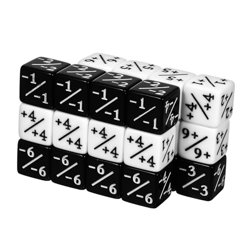 UPKOCH 24 Stück Acryl Würfel Schwarz Weiß Große Mathe Lernwürfel mit Plus Minus Zahlen Robust Leicht Lesbar für Party Spiele und Klassenzimmer Nutzung von UPKOCH