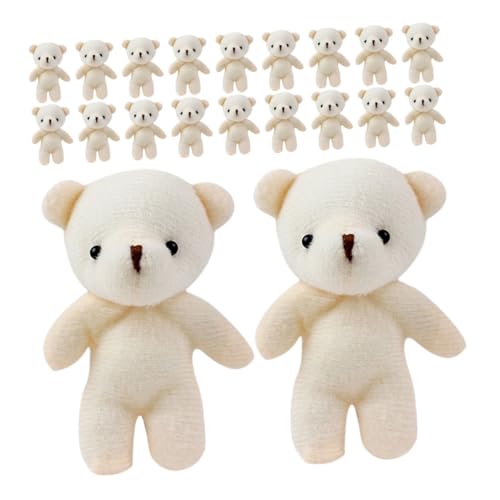 UPKOCH 24 Stück Bärenanhänger bär Charms anhänger deko kleine Bärenpuppe Bär Ornament Plüsch Schlüsselanhänger kleines Bärenspielzeug DIY kleine Bären Stoff Weiß von UPKOCH