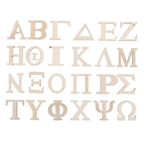 UPKOCH 24 Stück Griechische Buchstaben Holzspäne Multiplikationstabelle Alphabet Multiplikations- Und Divisions-lernkarten Kleine Holzbuchstaben Zum Basteln Wortspiel Briefe Hölzern Beige von UPKOCH