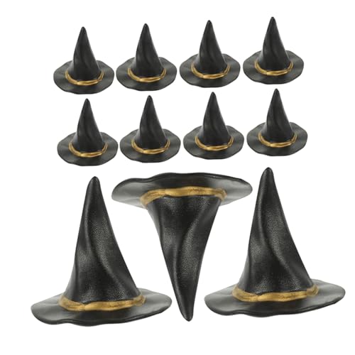 UPKOCH 24 Stück Mini Hexenhüte Schwarz Halloween Deko Miniatur Hüte für DIY Basteln Puppenhaus Terrarium Haaraccessoires und Partyschmuck von UPKOCH