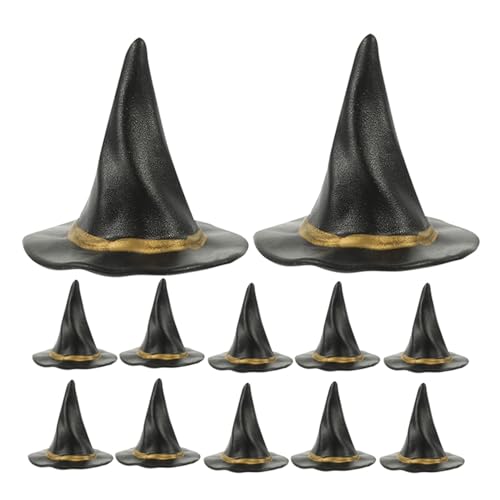 UPKOCH 24 Stück Mini Hexenhüte Schwarz für Halloween DIY Basteln Flaschenhüte Puppenhaus Deko Miniatur Figuren Zubehör für Party Tischdekoration von UPKOCH