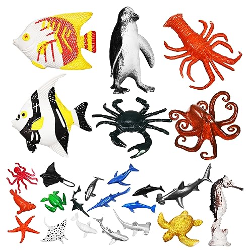 UPKOCH Pädagogisches 24-teiliges Mini-Meerestier-Spielzeug – Künstlicher Karpfen Mini-Figuren Aus Kunststoff Meerestier-Figuren-Set von UPKOCH