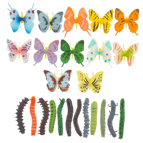 UPKOCH 24-teiliges Insektenmodell aus robustem Kunststoff, realistische Schmetterlings- und Raupenfiguren für frühe Bildung, kognitive und fantasievolle Tierentdeckung von UPKOCH