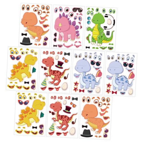 UPKOCH 24st Dinosaurier-Puzzle-Aufkleber Puzzlematte Lustige Aufkleber Für Freunde DIY-Gesichts-Dinosaurier-Aufkleber Dinosaurier-Aufkleber Cartoon-Aufkleber Kupferplattenaufkleber von UPKOCH