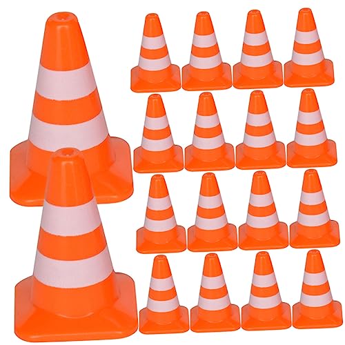 UPKOCH 28 Stück Teiliges Miniatur Verkehrskegel Lebendige Orangefarbene Straßensperren Kindgerechte Verkehrszeichen Leicht und Robust für Lernspiele und Sandtischmodelle von UPKOCH