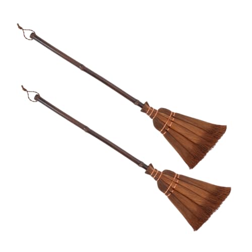 UPKOCH 2Er Set Kleiner Besen kinderbesen Kinderstaubsauger funktioniert großer Besen für Kleinkinder Kleiner Strohbesen Vietnamesischer Besen braune Seide Light Brown von UPKOCH