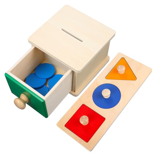 UPKOCH 2satz Montessori Holzspielzeug Für Kleinkinder Geometrische Puzzles Und Münzbox Kognitiven Fähigkeiten Und Farberkennung Geeignet Für Junge Mädchen Und Kleinkinder von UPKOCH