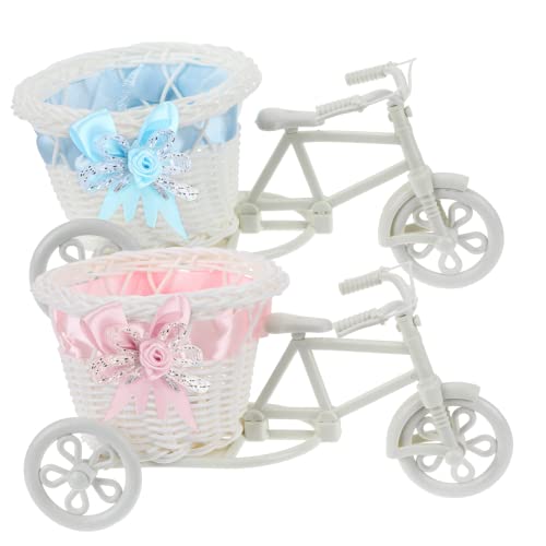 UPKOCH 2St Aufbewahrungskorb Hochzeitsdekoration e Trike Mini-Dreirad-Dekoration Mini-Blumentöpfe kleine Blumenkörbe Blumenkorb zur Hochzeit Weben Süßigkeiten-Korb Packkorb schmücken Baby von UPKOCH