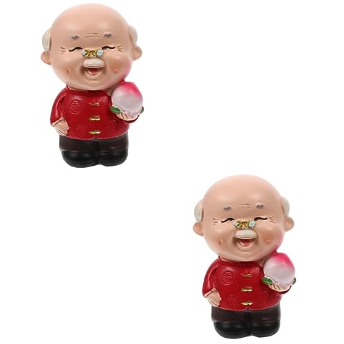 UPKOCH 2St Geburtstag Pfirsich Opa Ornament Kuchendekorationen Jubiläum Hochzeitstorte Topper schreibtisch dekoration cute decor Miniatur-Statuenverzierung kuchen DIY figur figur Harz von UPKOCH