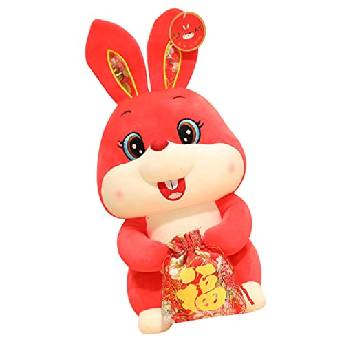 UPKOCH 2St Jahr der Kaninchenpuppe Hasen Kuscheltier hasenpuppe chinesisches Dekor Spielzeug für Kinder Plüschtier Geschenke Plüsch-Kaninchen-Puppe dekoratives Stofftier Schreibtisch von UPKOCH