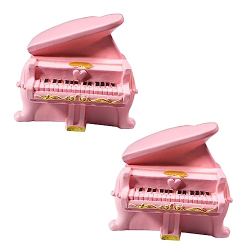 UPKOCH 2st Piano-Modell Dekor Für Zu Hause Miniaturspielzeug Dekorationszubehör Für Puppenhäuser Zubehör Für Minipuppen Desktop-dekor Puppenhausmöbel Modelle Klavier Einrichtung Harz Rosa von UPKOCH