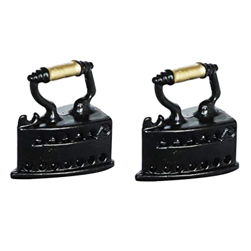 UPKOCH 2St Puppenhaus Bügeleisen Maschine LED-Lichtleiste Wohnkultur LED-Leiste Decke ausziehbare Gardinenstange Puppenhausmöbel Mini-Bügelverzierung Legierung Black von UPKOCH