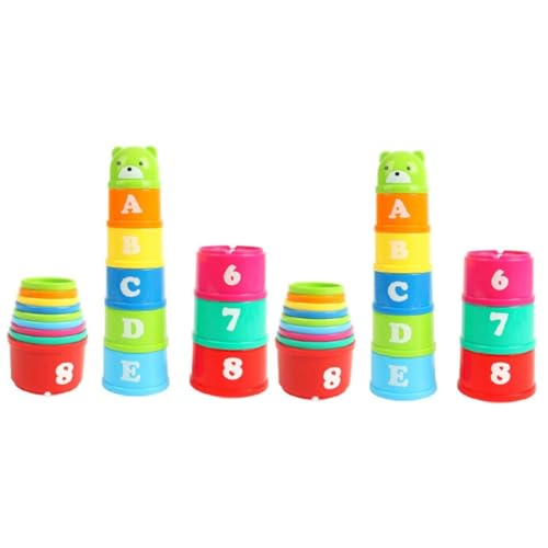 UPKOCH 2St zusammenklappbares Spielzeug Rätsel zur Größenerkennung Alphabet-Spielzeug Stacking Cups heftständer Stapler Spielzeug Tassen für Kinder stapeln Tassen stapeln Falten von UPKOCH