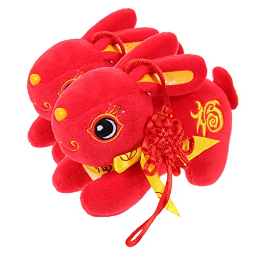 UPKOCH 2St kleine Hasenpuppe kinderzimmerdeko Hasen Kuscheltier kuscheltiere Hasen Tier Plüschpuppe Plüschkaninchen Hundespielzeug Plüschtiere Lamm neujahr Maskottchen Polyester rot von UPKOCH