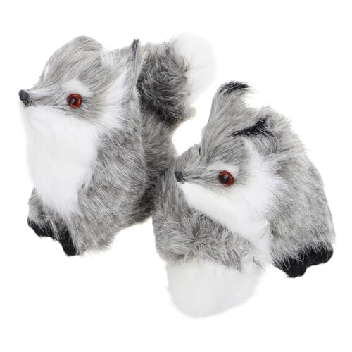 UPKOCH 2St kleine fuchsverzierung Fuchsplüsch Simulationstiere Simulation Plüschtiere Fuchs-Ornament Kuscheltiere aus dem Wald Plüsch Tierchen Fuchsfiguren Waldtiere Kunstfell Grey von UPKOCH