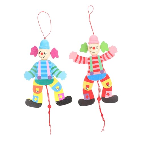 UPKOCH 2Stücke Clown Marionetten Lustige Holzpuppen für Interaktive Schulspiele Unterhaltung für Ganze Familie Zufällige Farben von UPKOCH