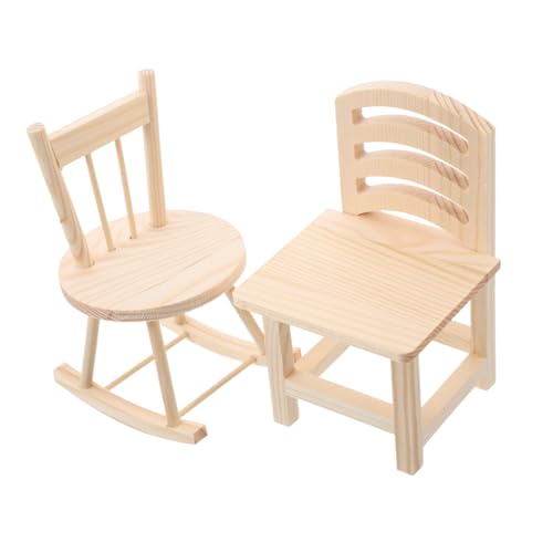 UPKOCH 2Stücke Mini Holz Schaukelstuhl DIY Kit für Kreatives Puppenhaus Möbel für Fantasievolles und Handwerkliche Fähigkeiten Sicheres Holzmaterial Unbemalt für Vorschulen von UPKOCH