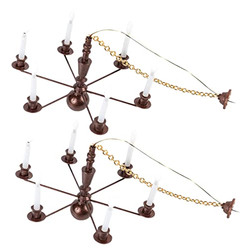 UPKOCH 2stücke Miniatur Deckenlampe Hängeleuchte Für Mikro-landschaften Und Sandtisch-Dekoration Antikbraun Mit Warmem Licht Für Puppenhaus Und Spielzeug-Modelle von UPKOCH