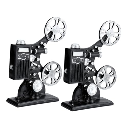 UPKOCH 2pcs Retro Film Film Projektor Model Vintage Projector Figur Für Heimkino- Und Bürodekor Exquisit Sammelbare Skulptur Ideal Für Fotografie -Requisiten Schwarz von UPKOCH