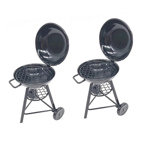 UPKOCH 2st Mini-Grill Puppenhausgrill Mini-ofen Puppenhausofen Outdoor-Szene Kinderspielzeug Kleines Ofendekor Mini-backofen- 1:12 Haushaltsverzierung Eisen Black von UPKOCH